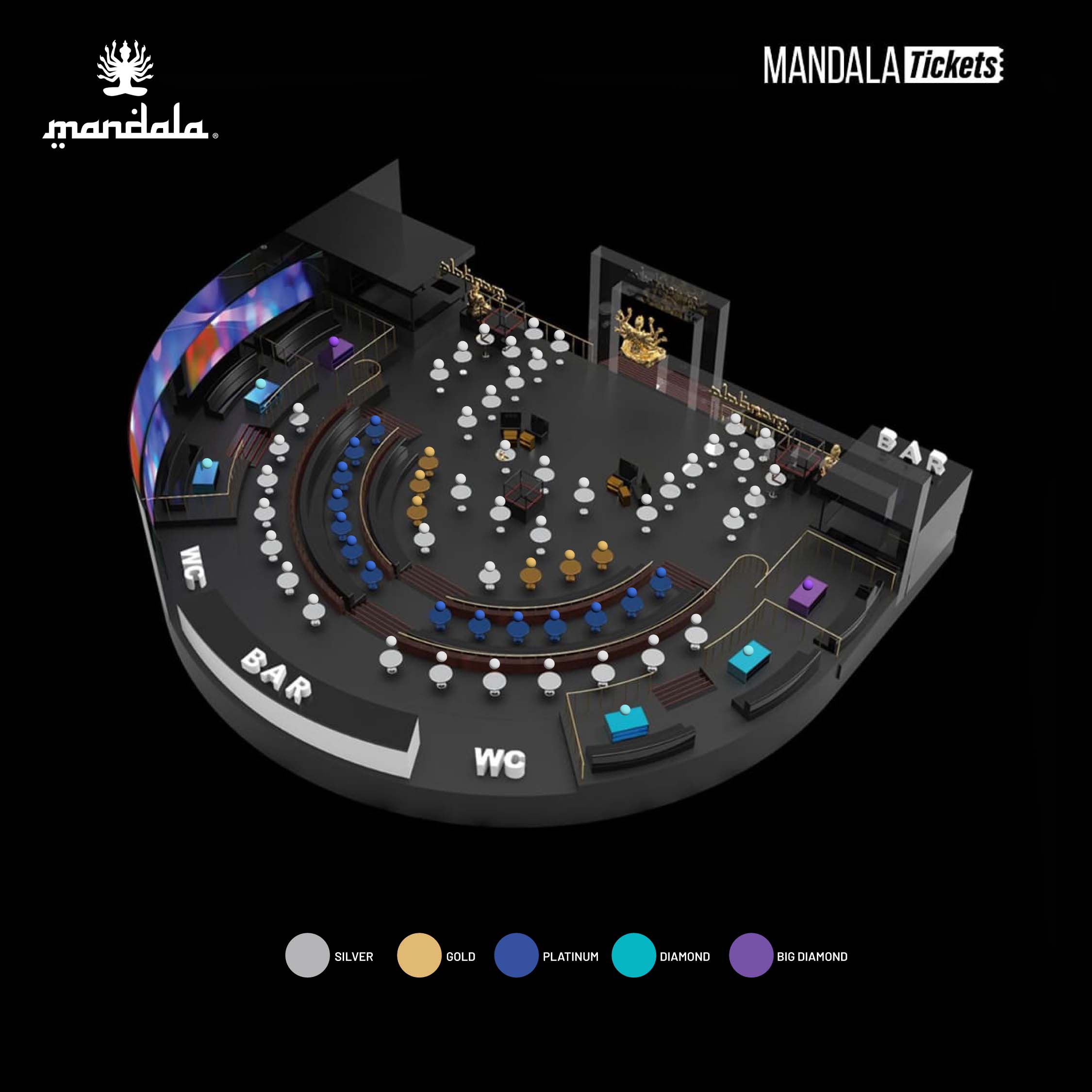 D'Cave Nightclub Cancún - Layout map and area distribution